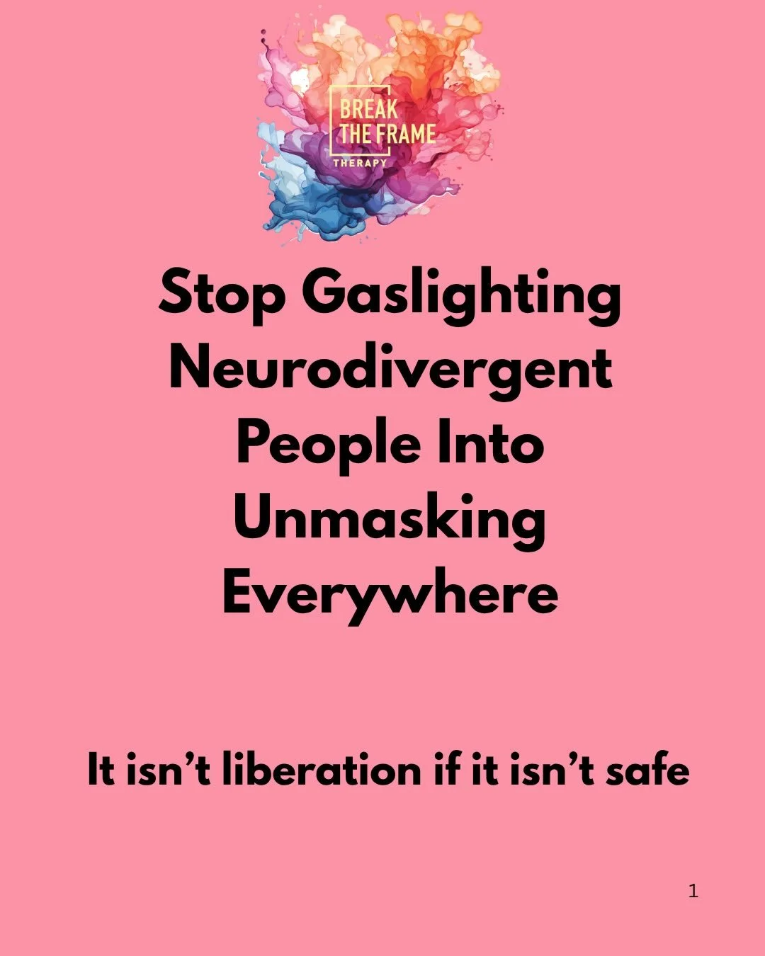 Unmasking has been sold as liberation.

But for a lot of neurodivergent people, being told to unmask everywhere feels a lot like being pushed off a cliff and called empowered on the way down.

Masking isn&rsquo;t always shame.
Sometimes it&rsquo;s st