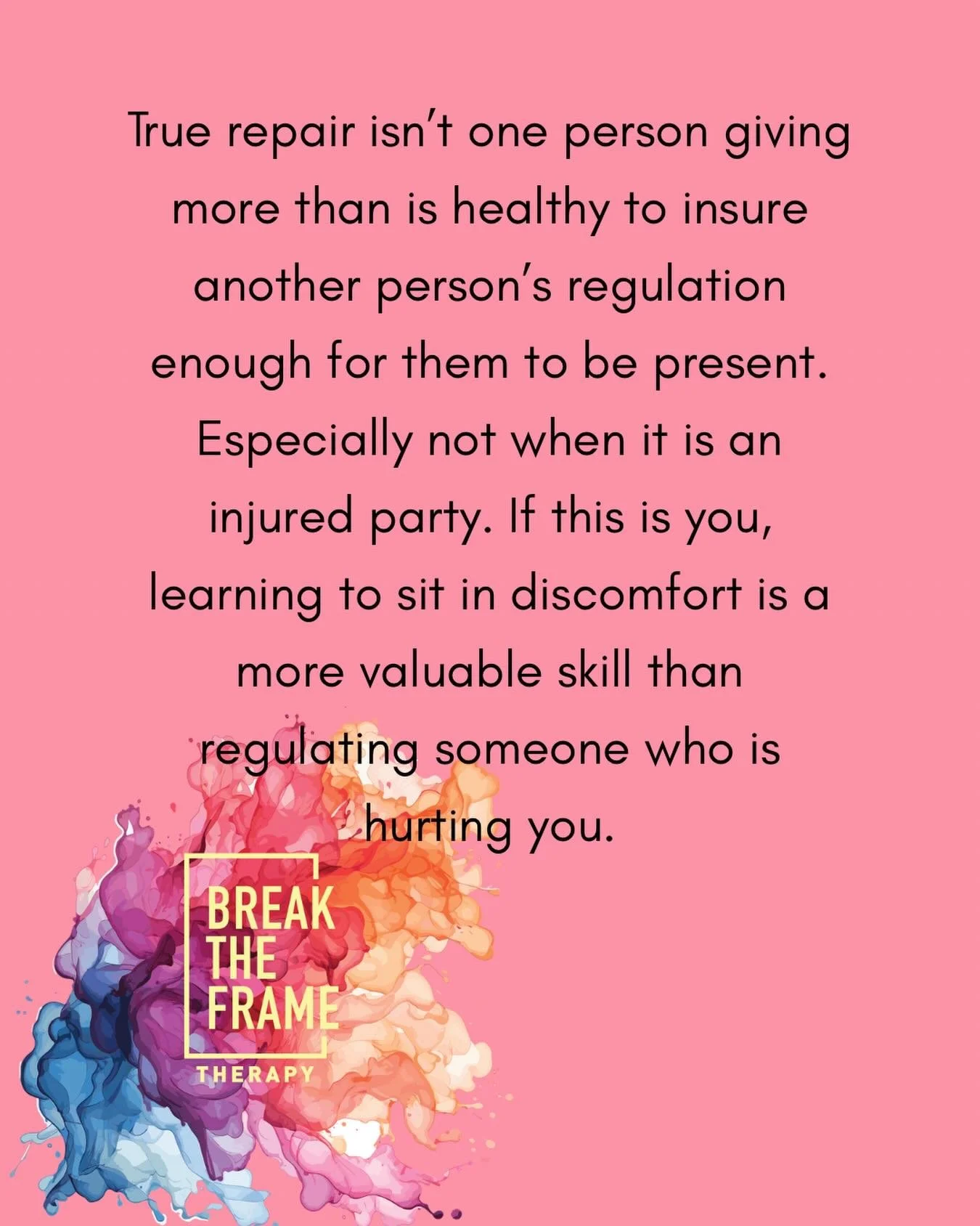 True repair is not one person over-functioning to keep another person regulated enough to stay present.

Especially not when the person doing the emotional labor is the injured party.

If someone hurts you, it is not your job to abandon yourself so t