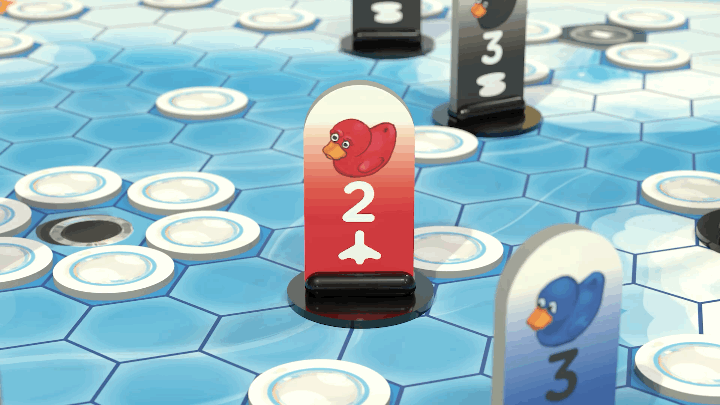 Red companion ducky advances across board capturing a bubble to increase its stats