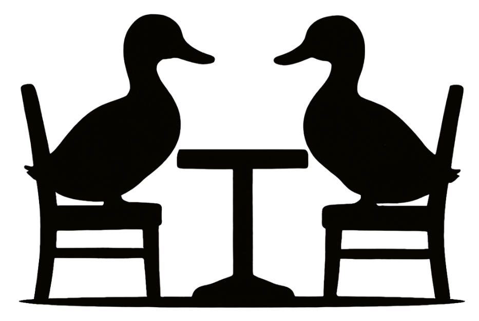 Two ducks playing "Rubber Ducky Rampage!"