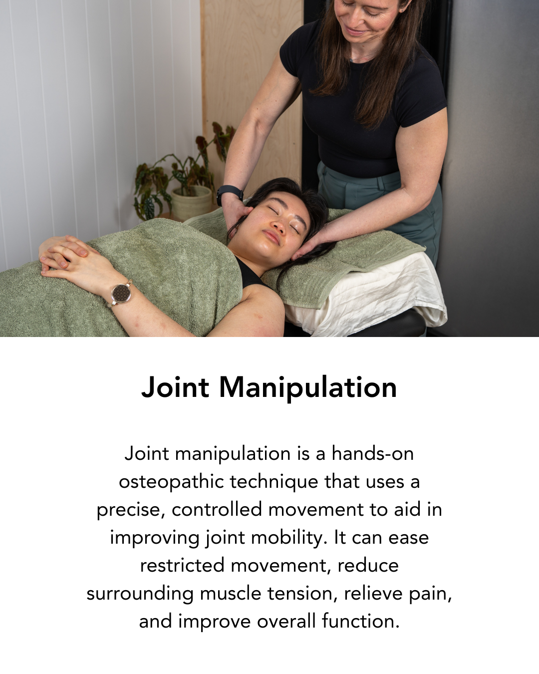 A chiropractor performing joint manipulation on a female patient lying face down on a treatment table in a clinical setting.