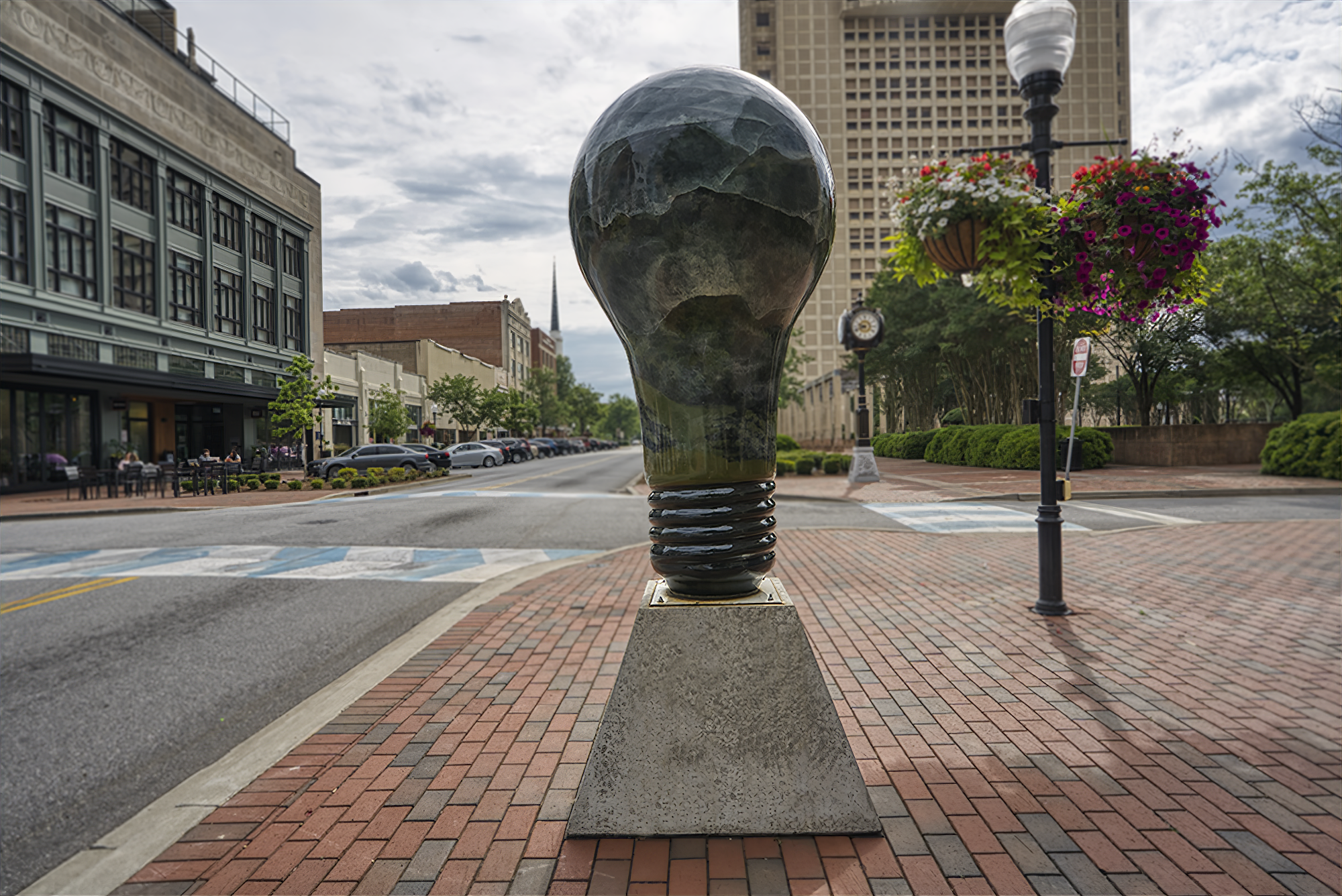 'Misty Morning' (East View)
Acrylic on fiberglass form with protective clear coat. Created 2016, installed Spring 2017. Street View