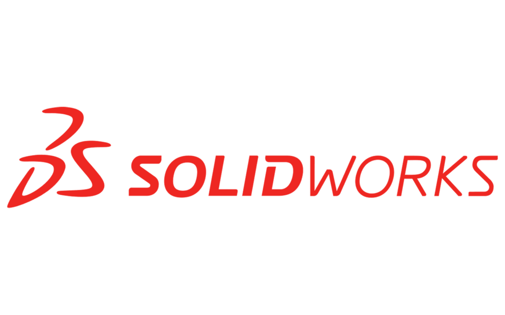SolidWorks logo with a stylized red 'S' and black text 'SolidWorks'