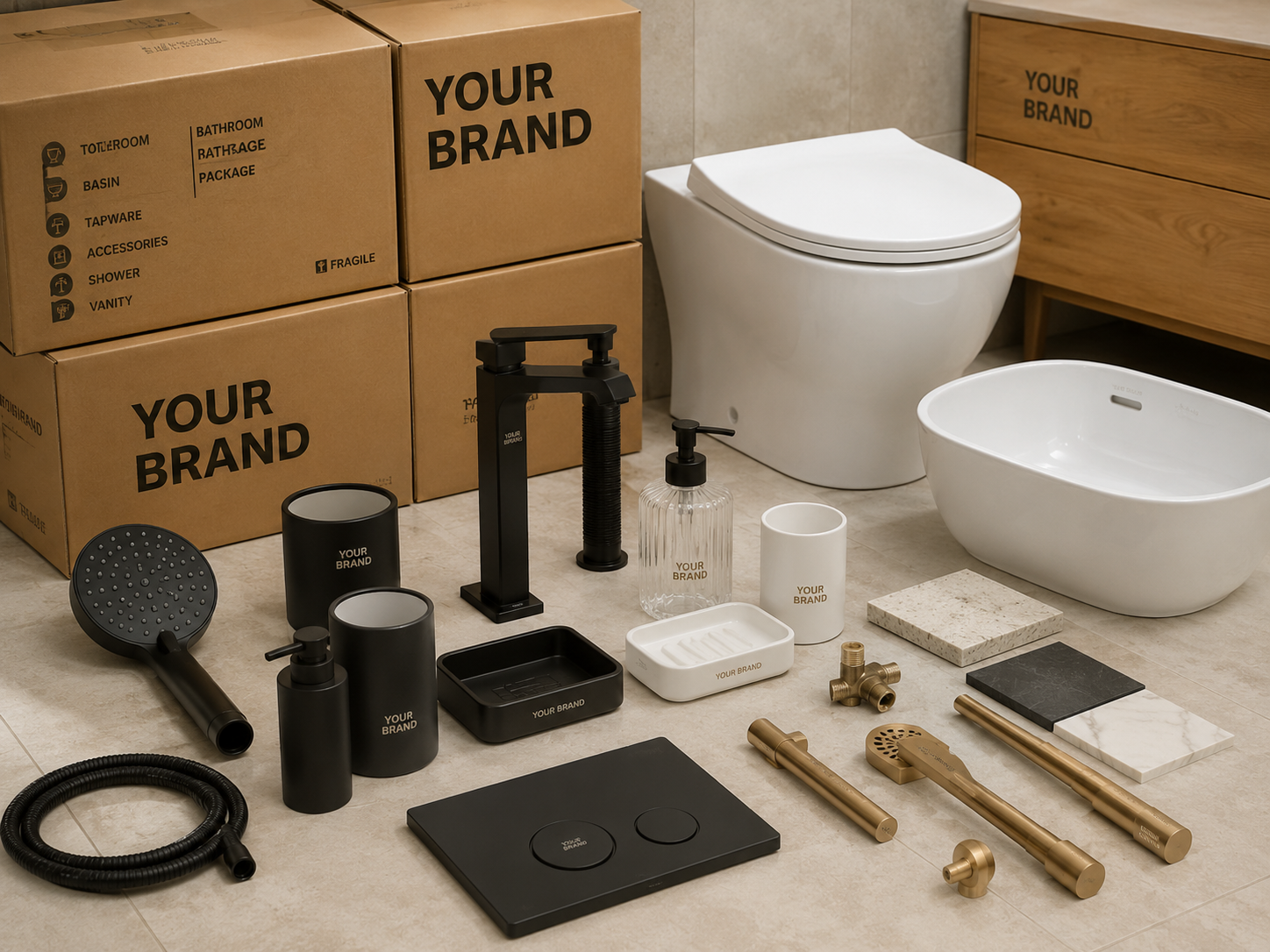 Co-branded bathroom packages