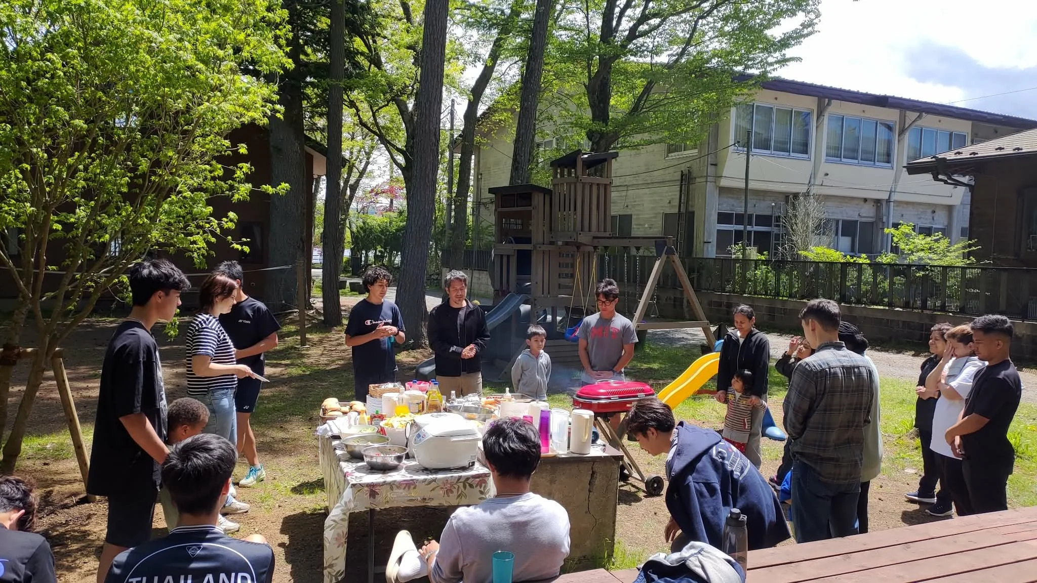 Church fellowship gathering outdoors