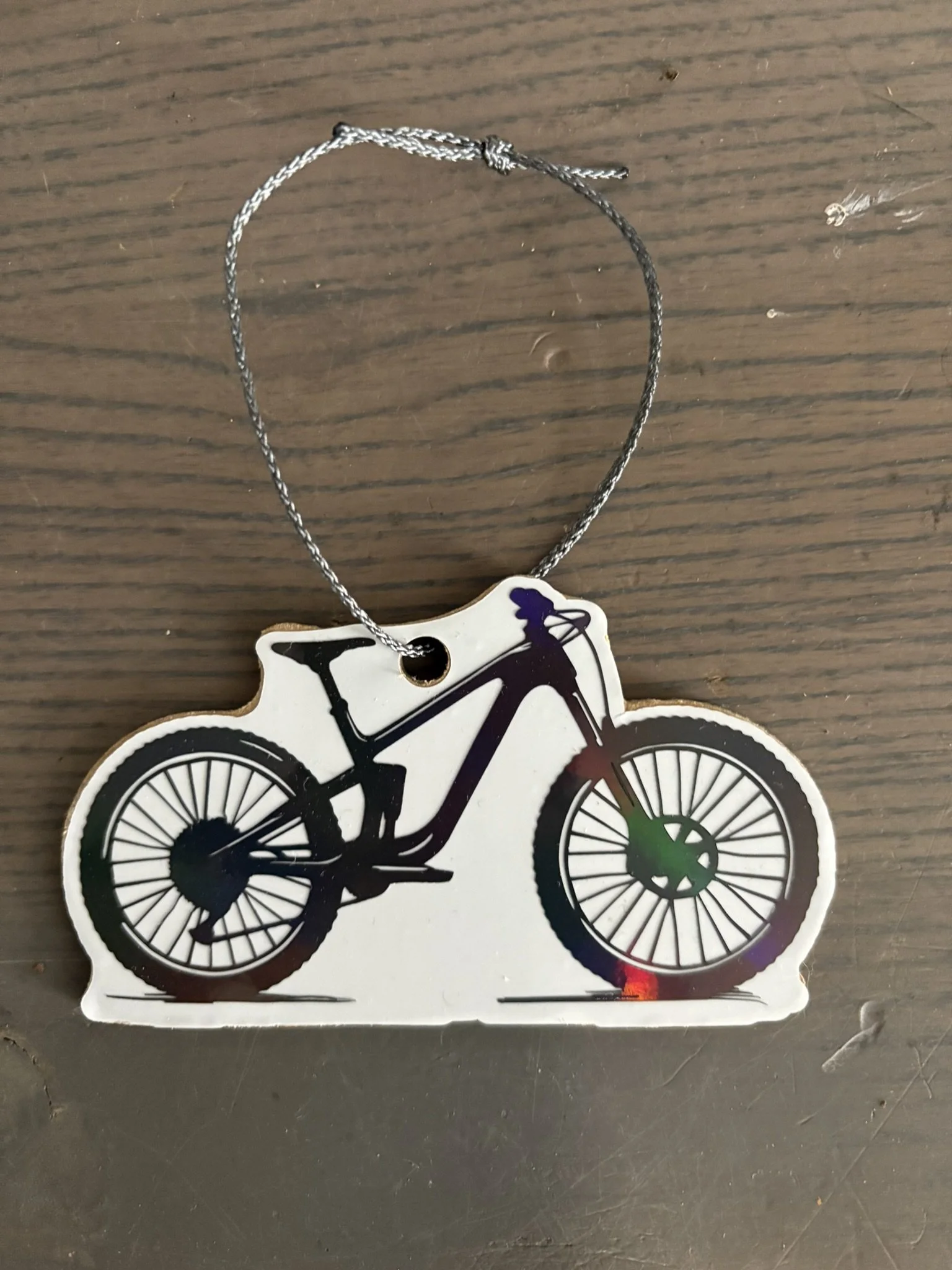 Mountain Bike Ornament – Vinyl on Custom CNC Cut Hardboard