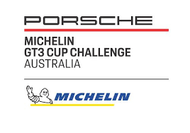 Porsche and Michelin logos, with text for the Porsche GT3 Cup Challenge Australia.