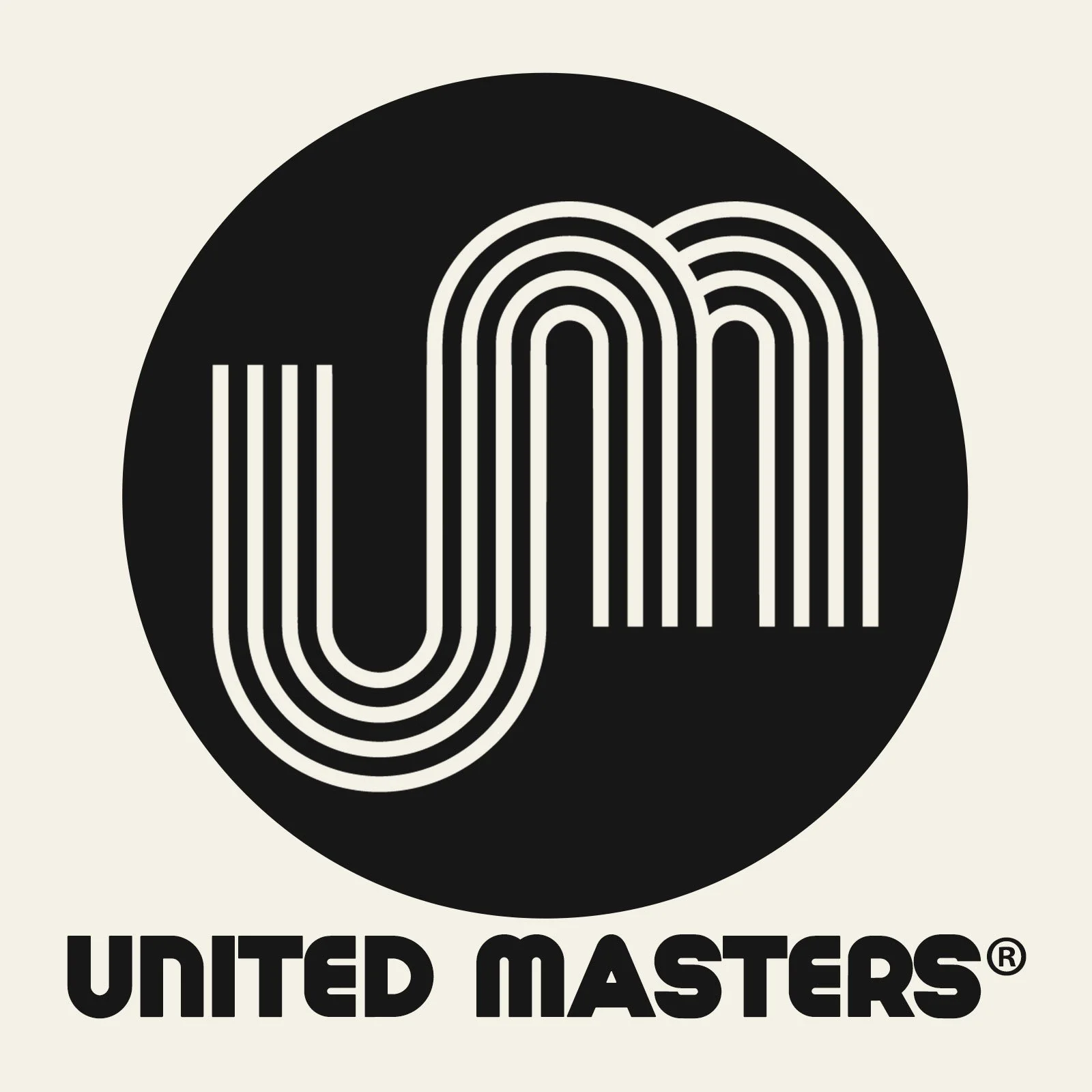 Logo of United Masters with the letters 'UM' in a stylized, lined design inside a black circle, and 'UNITED MASTERS' written below in bold black font.