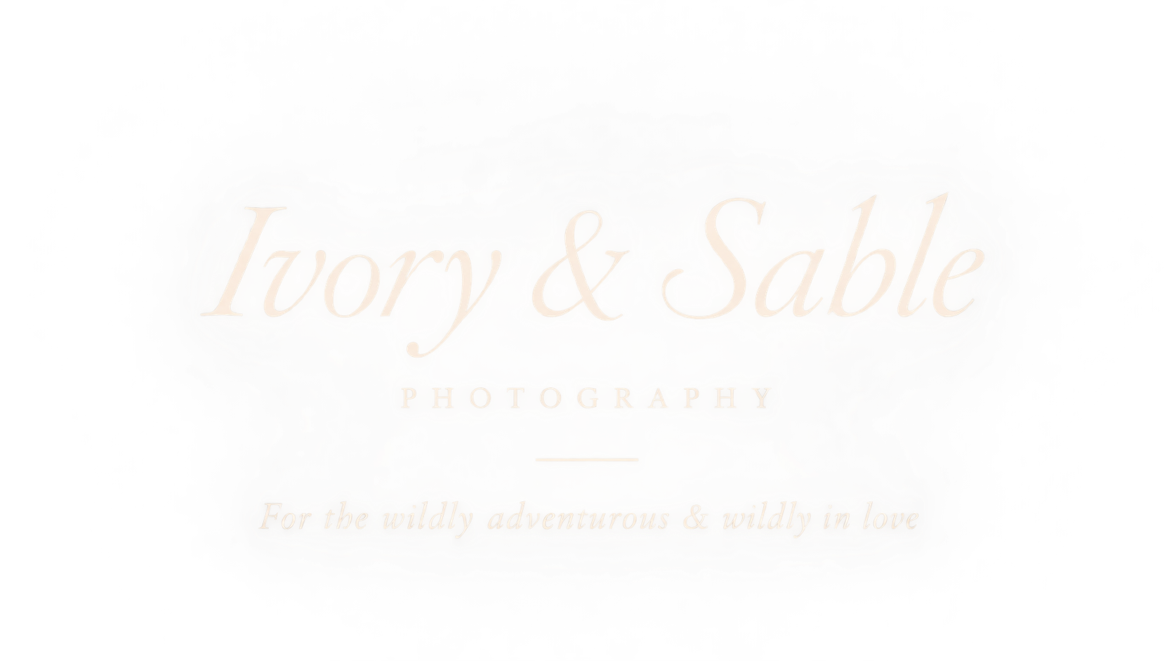 A logo for Ivory & Sable Photography with the tagline 'For the wildly adventurous & wildly in love' on a dark background.