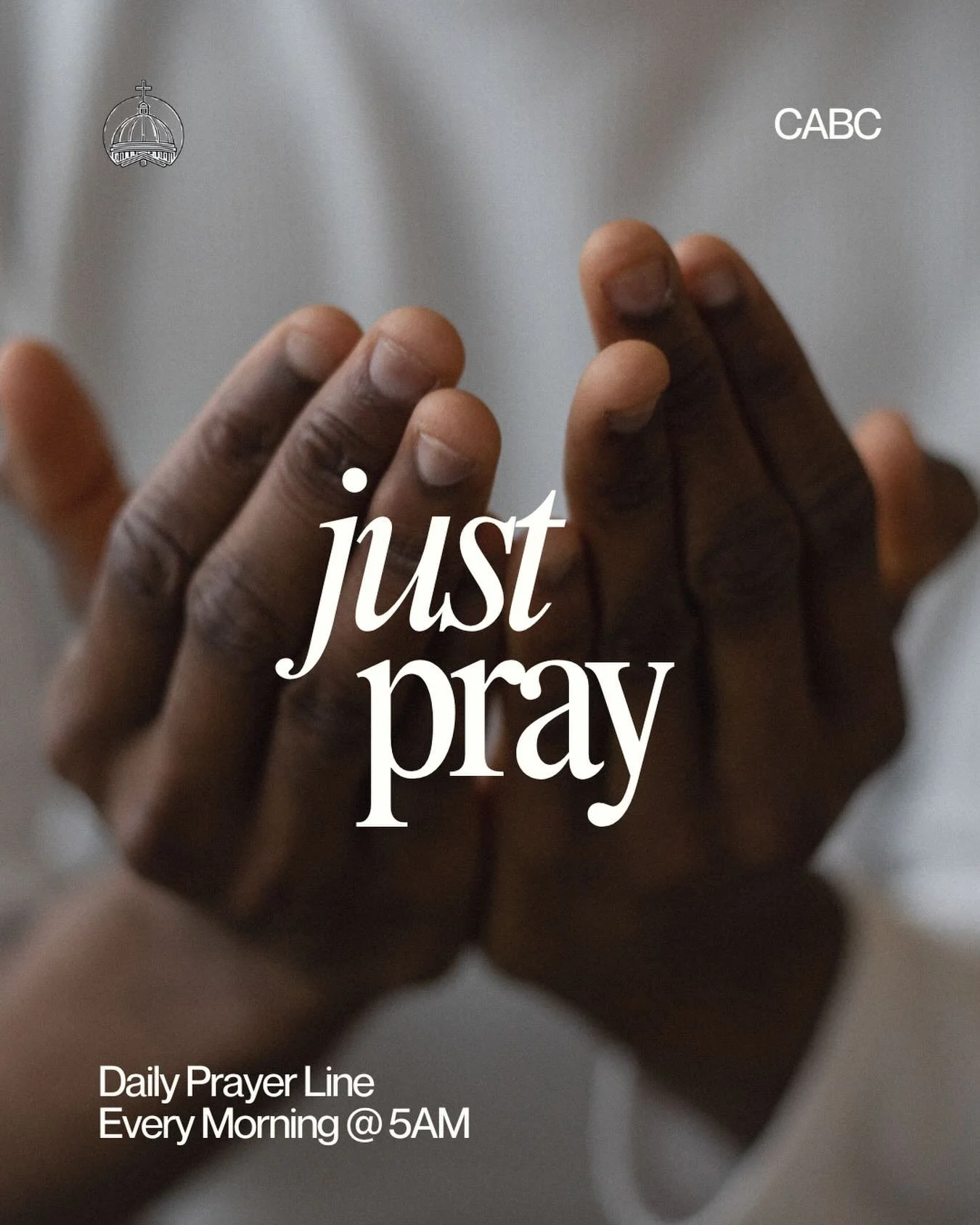 When life gets heavy&hellip; just pray.

Start your mornings with us at 5AM.
Daily Prayer Line 339.209.4618
Every Morning @ 5AM

#JustPray #MorningPrayer #StartWithGod #cabc