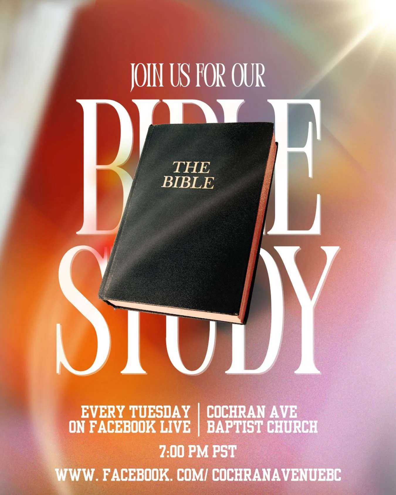 Join us tonight at 7pm for bible study on Facebook live! Link in bio. 

#cochranavenuebaptistchruch #biblestudy