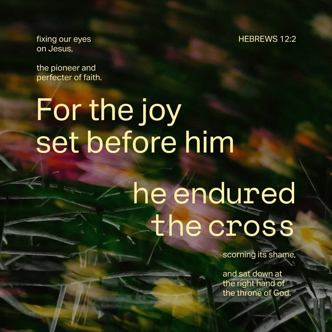 As we prepare our hearts for Good Friday, we fix our eyes on Jesus who is the author and perfecter of our faith.
 May we reflect on His sacrifice and the joy that was set before Him: our redemption.

Join us Sunday at our sunrise 6AM service or for o