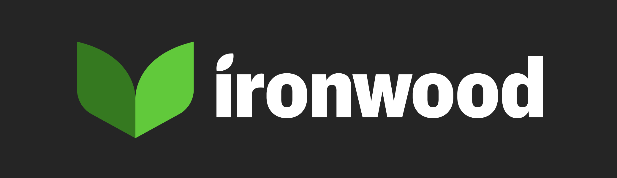 Ironwood logo featuring green and white design on black background