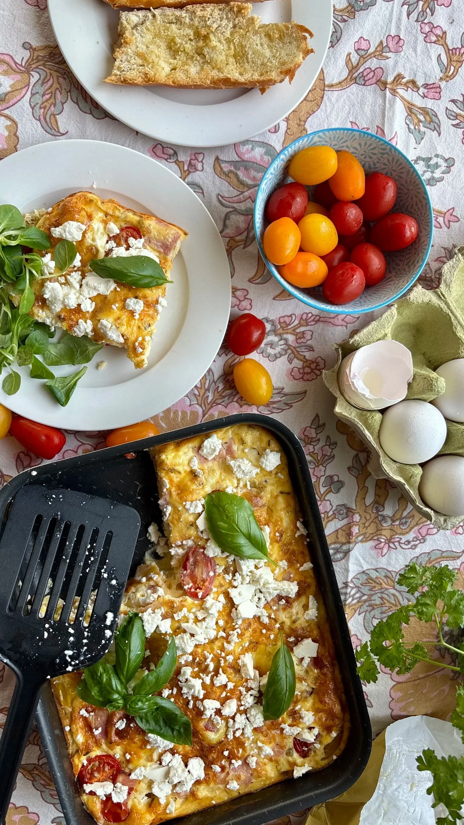 Tomato, Ham &amp; Feta Crustless Quiche