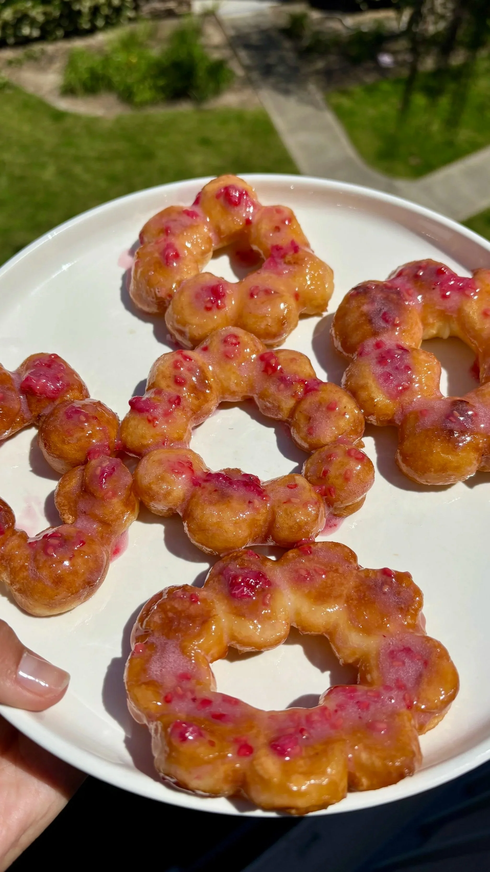 Raspberry Chewy Mochi Donuts