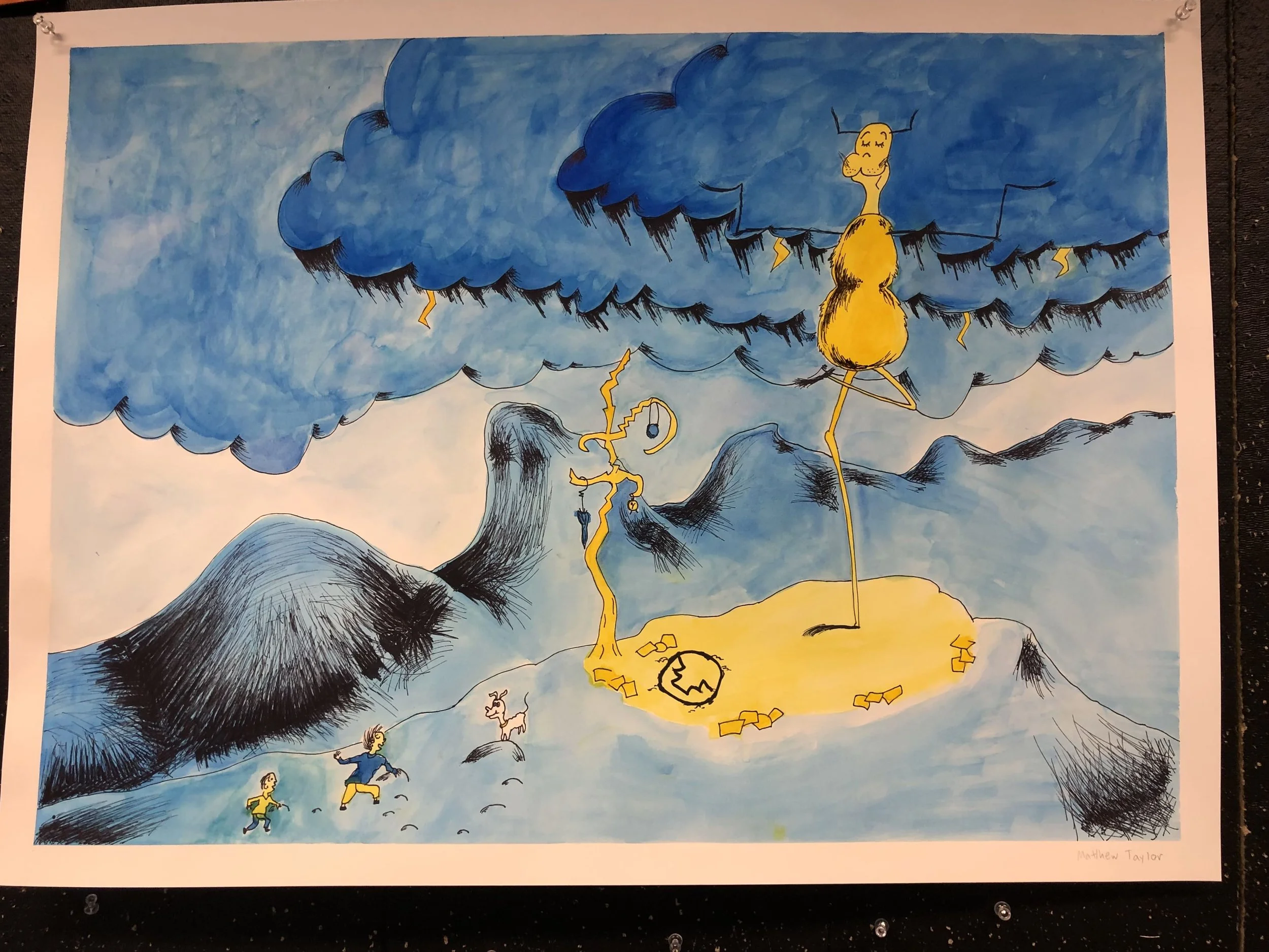 Dr. Seuss Study, watercolor and pen on paper (2021)