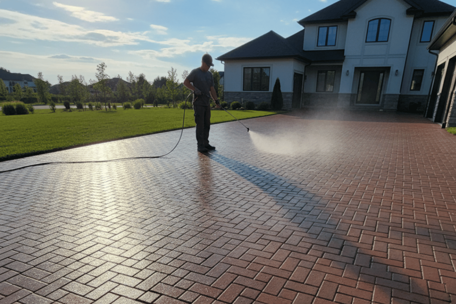 Brick paver cleaning and sealing Lockport