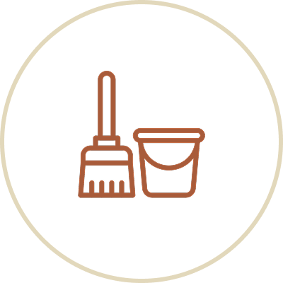 Icon of a broom and a dustpan.