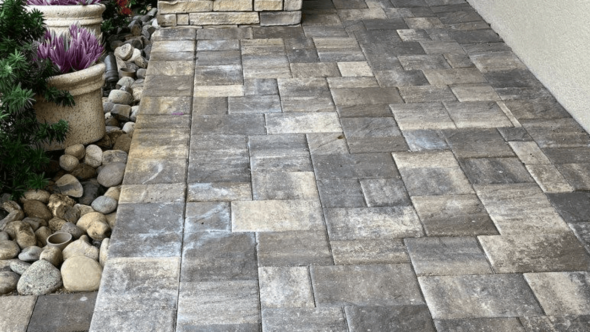 Pavers with white blotches