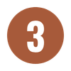 Brown circle with the number 3 in white text inside