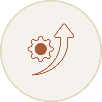 A simple icon of a sun with an upward arrow, symbolizing growth or increase.