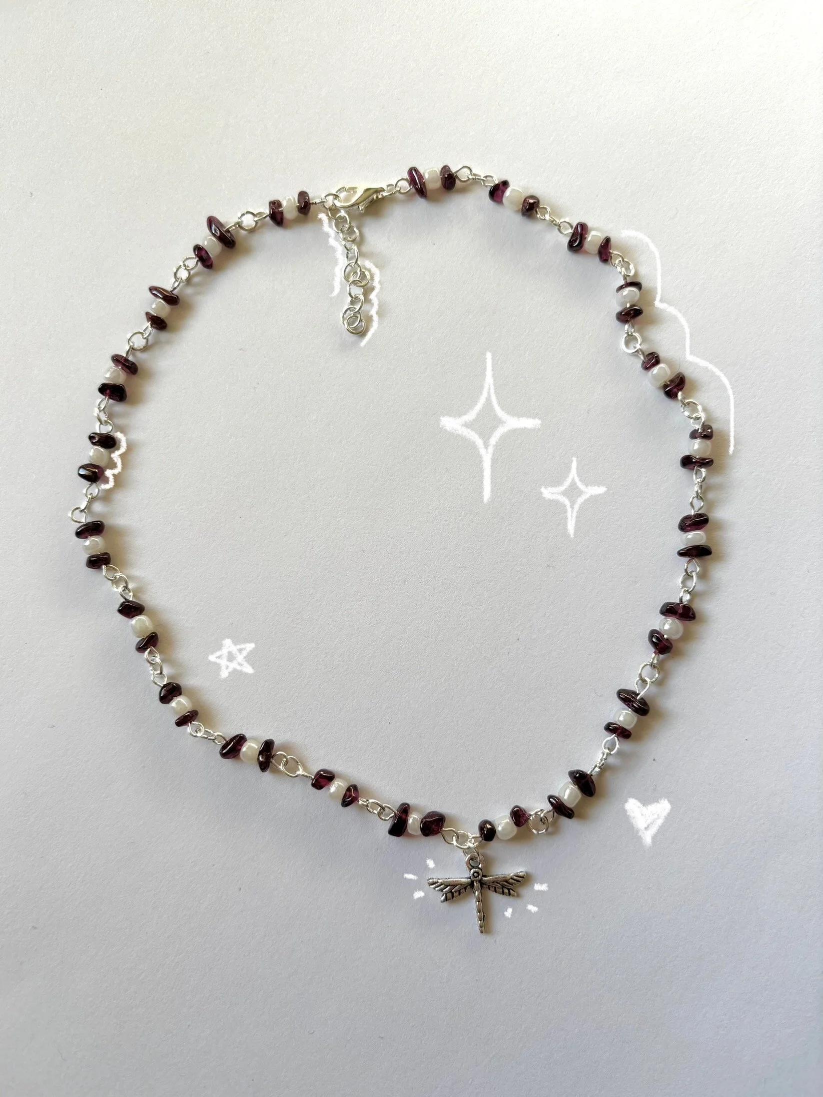 burgundy dragonfly necklace