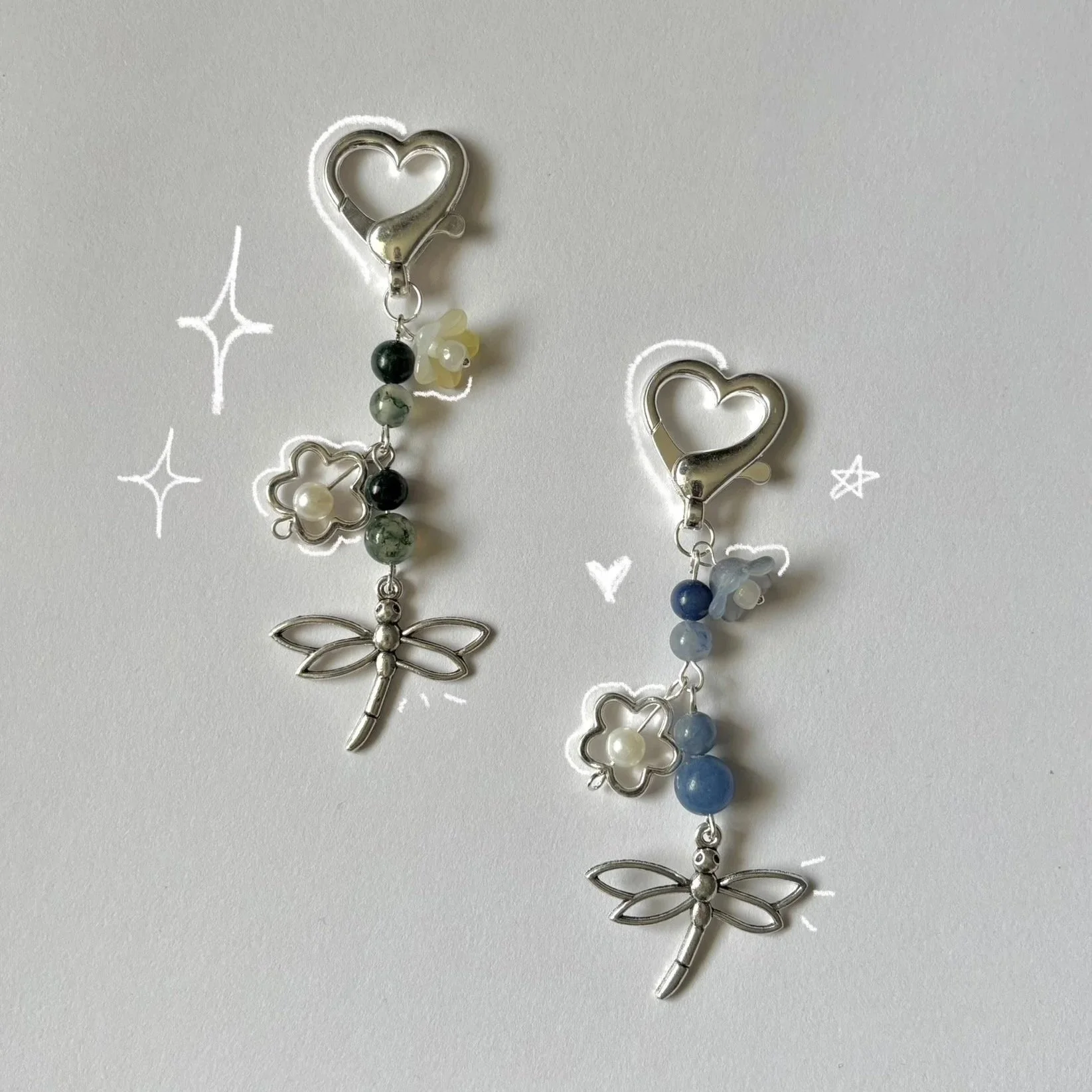 floral dragonfly keyrings