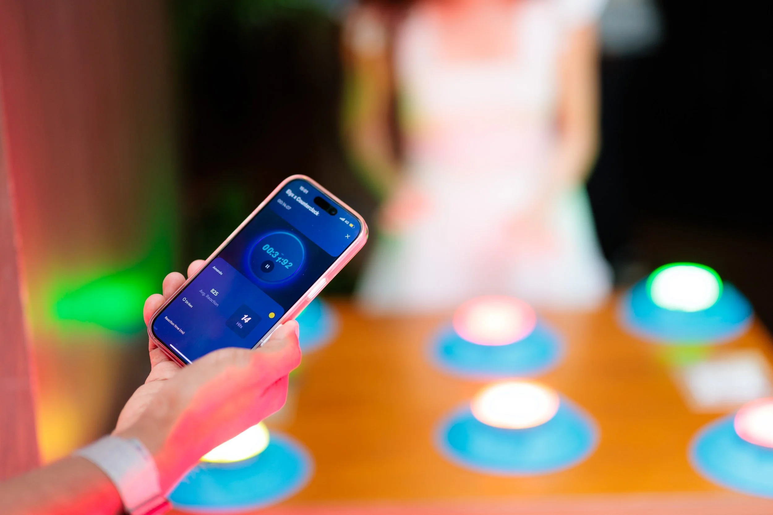 Reaction Time Test station for guests to benchmark their performance against elite F1 drivers