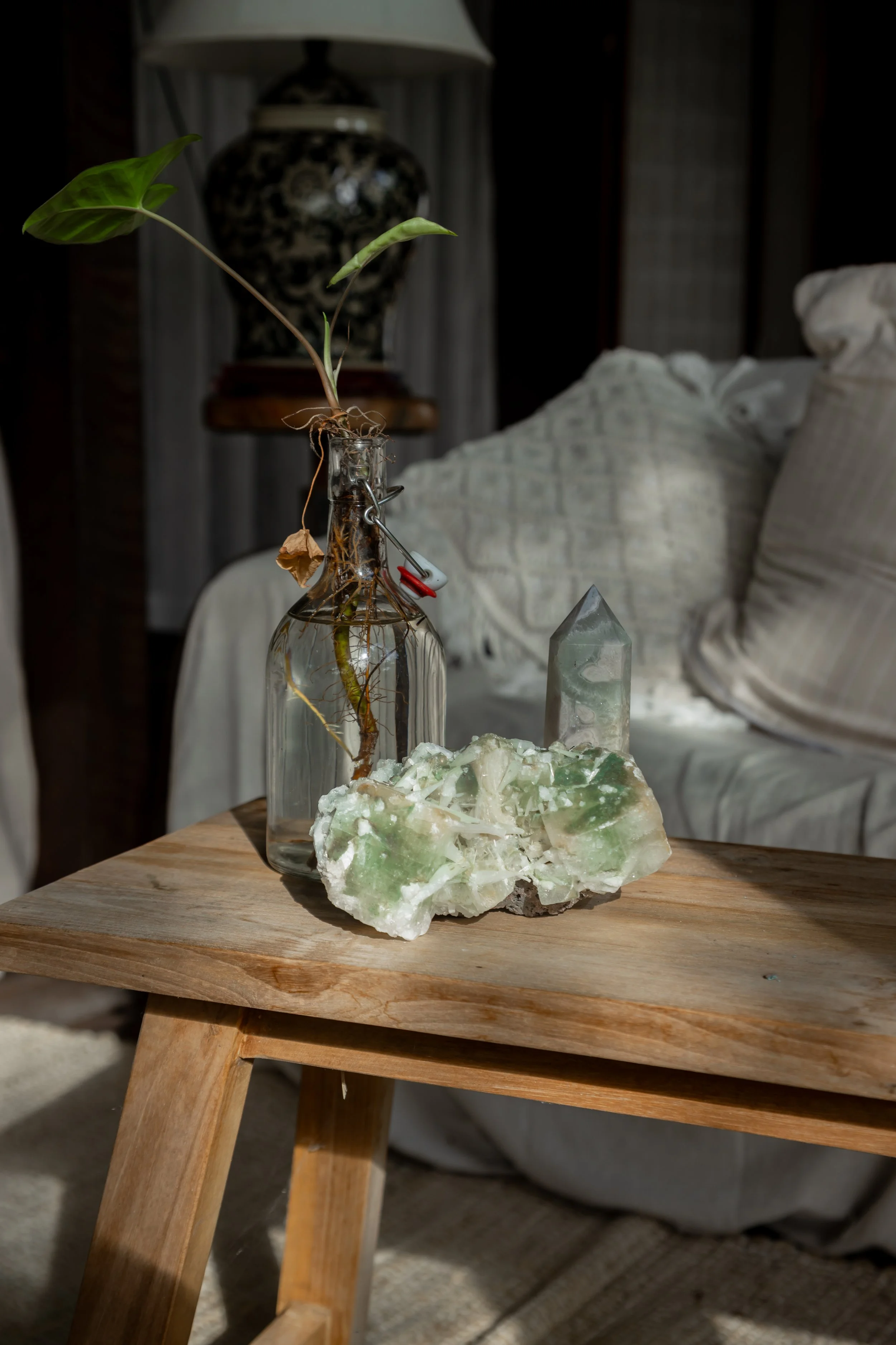 Green Apophyllite & Scolecite Cluster