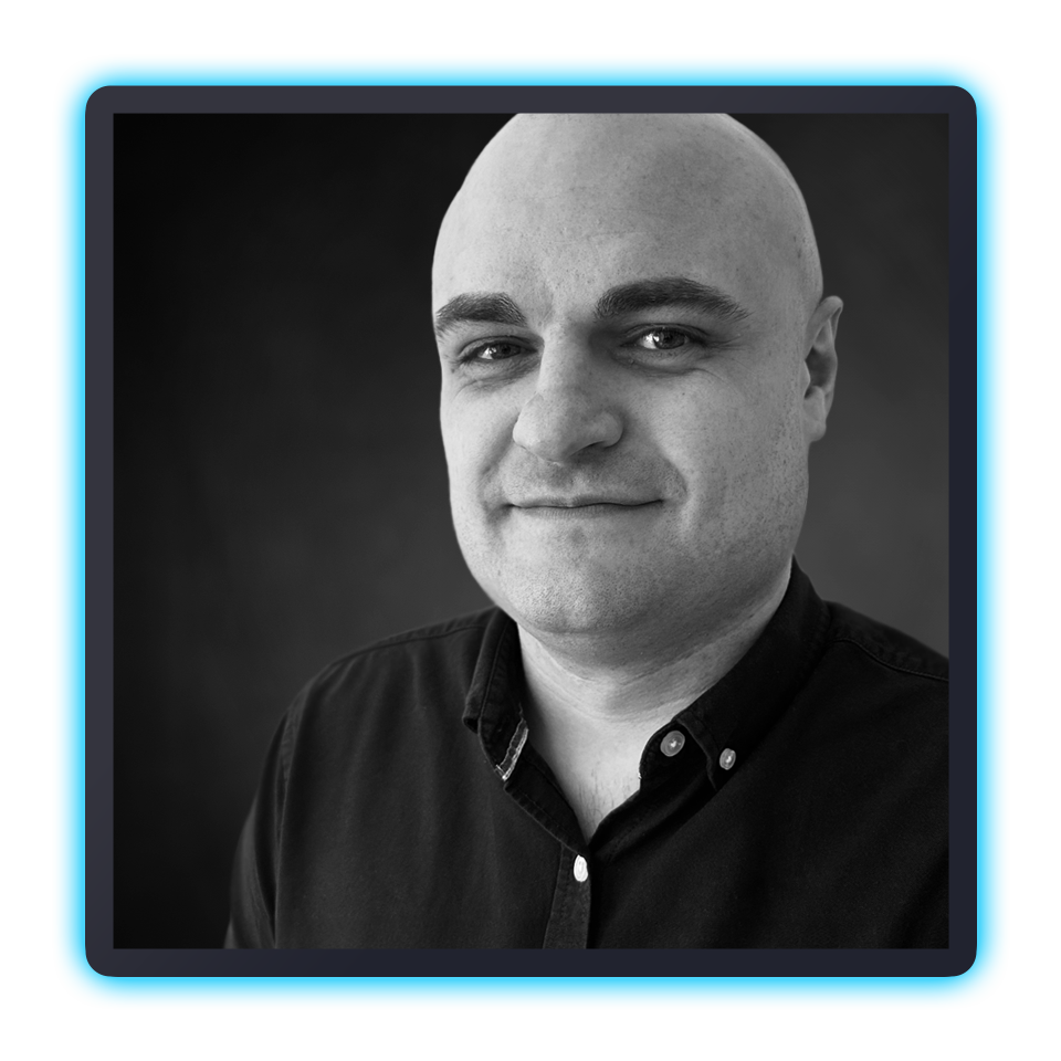 Black and white portrait of Stephen Miller, Account Director at Remarkable Dynamics