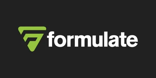 Formulate logo with a green triangle and the word 'formulate' in white text on a black background.