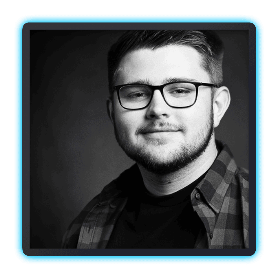 Black and white portrait of Alex Bowler, Senior Power Platform Developer at Remarkable Dynamics