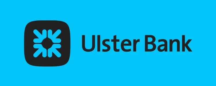 Ulster Bank logo on a blue background.