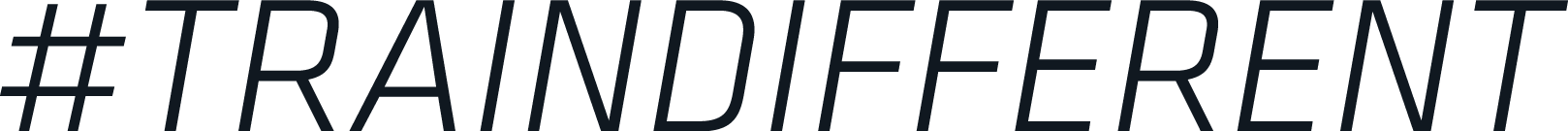 Hashtag TRAIN DIFFERENT in bold black text