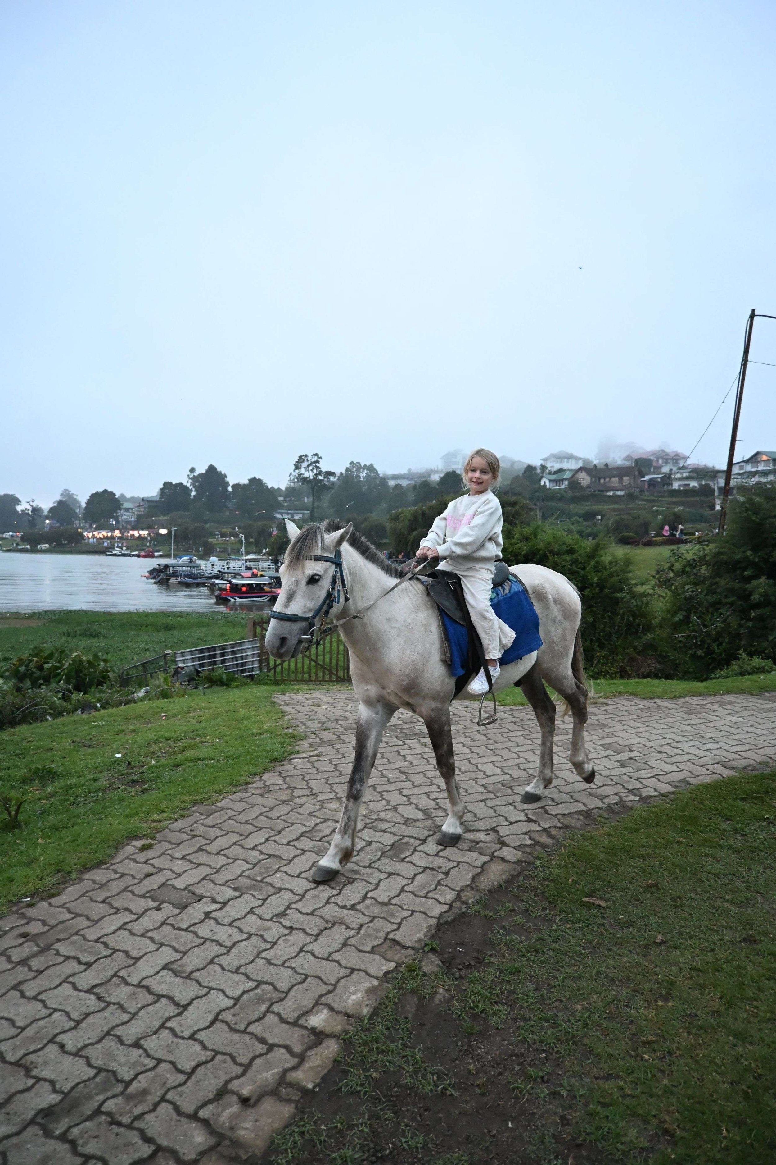 Paardrijden langs Gregory Lake in Nuwara Eliya
