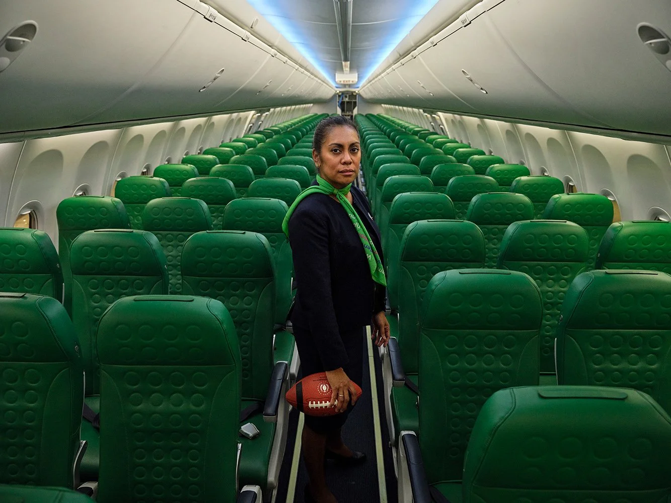 Rufina, a flight attendant and mother, is the Cats' second quarterback, Schiphol, NL, 2021.