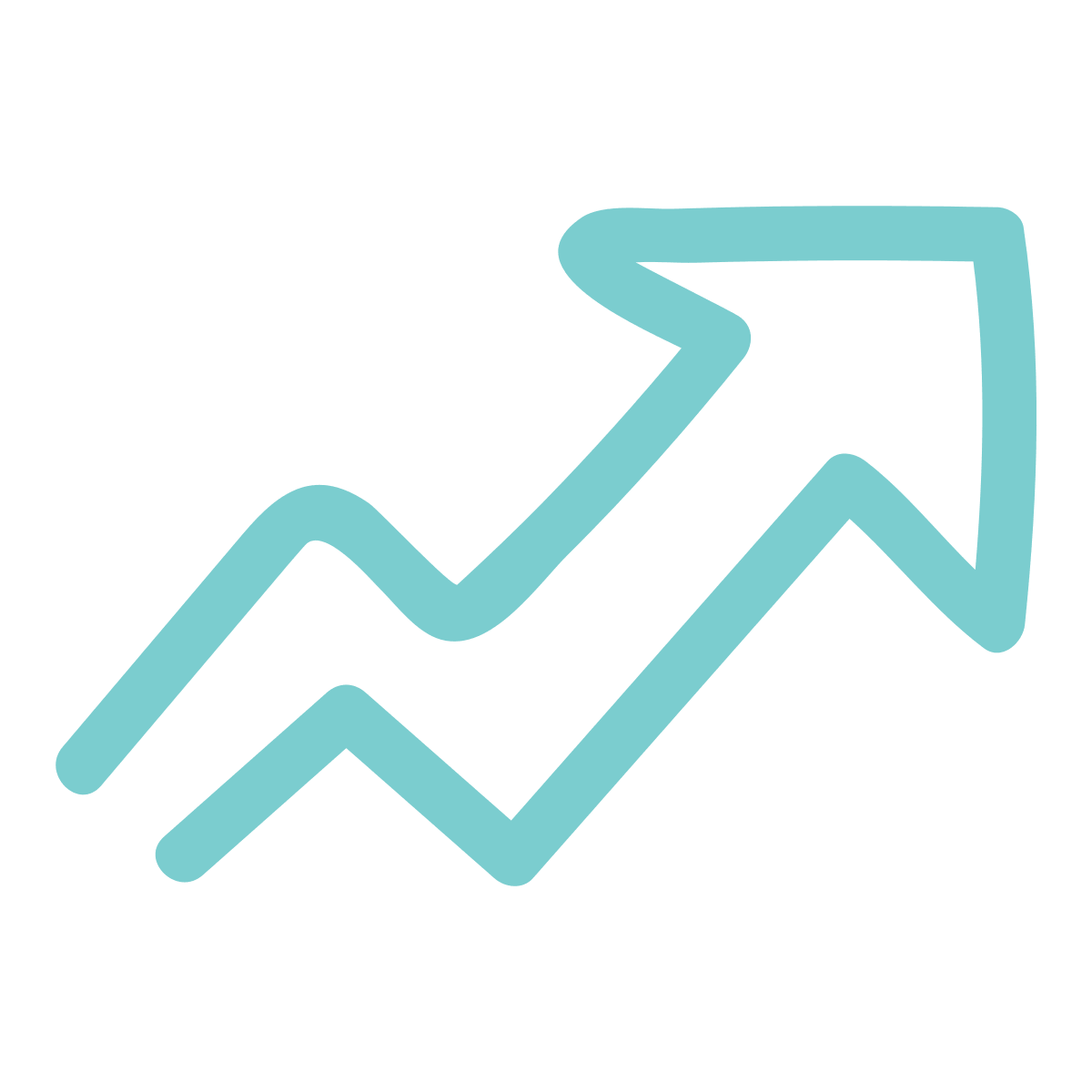 Line graph with an upward trending arrow, symbolizing growth or increase.