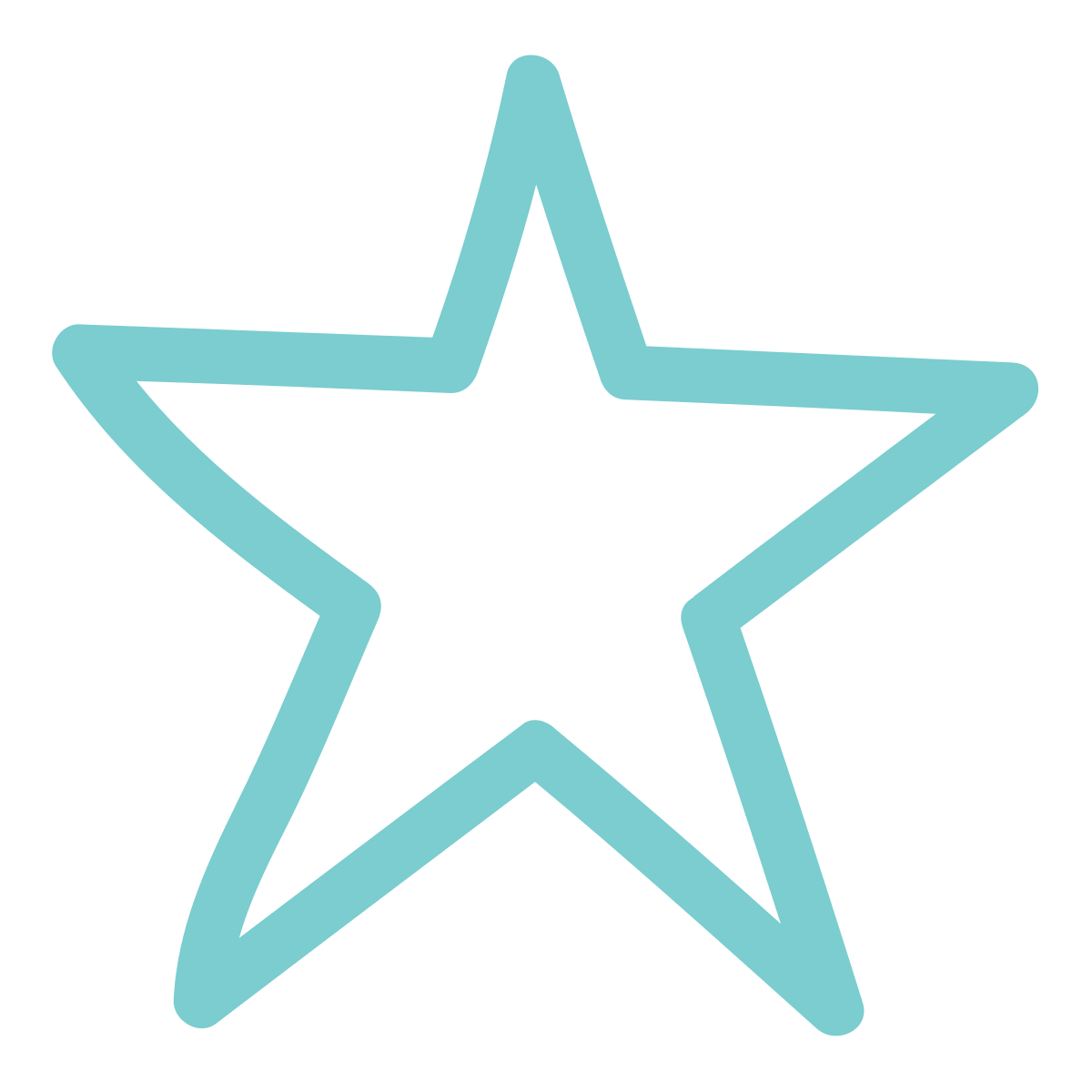 A light blue outline of a five-pointed star on a black background.