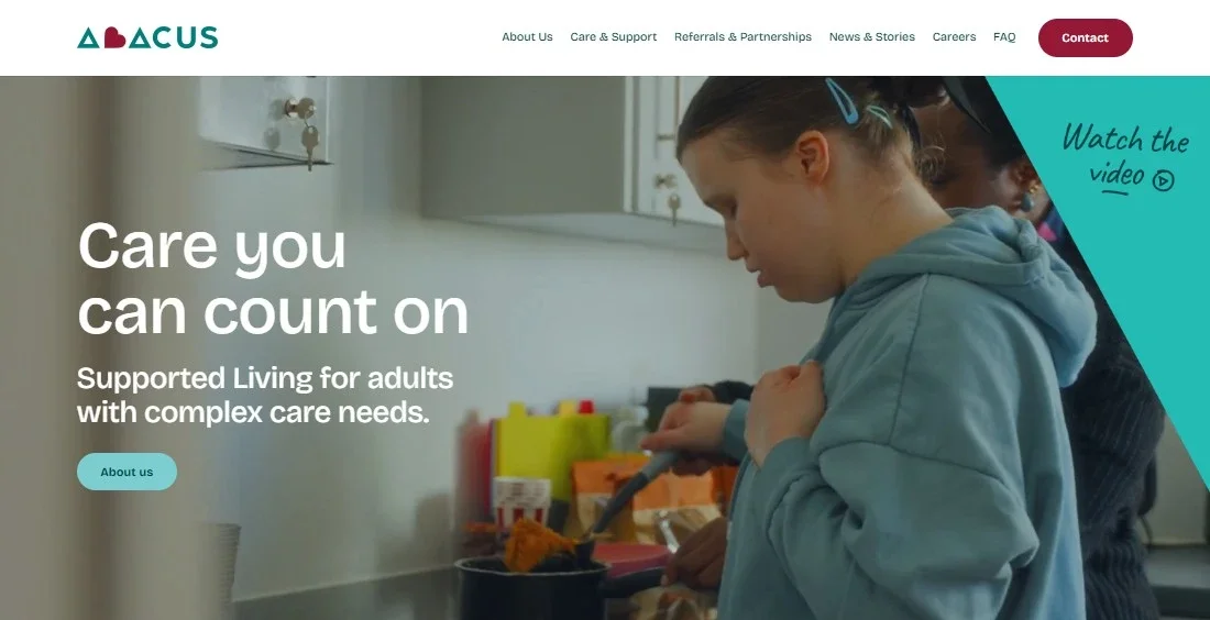 A screenshot of the Abacus website homepage.