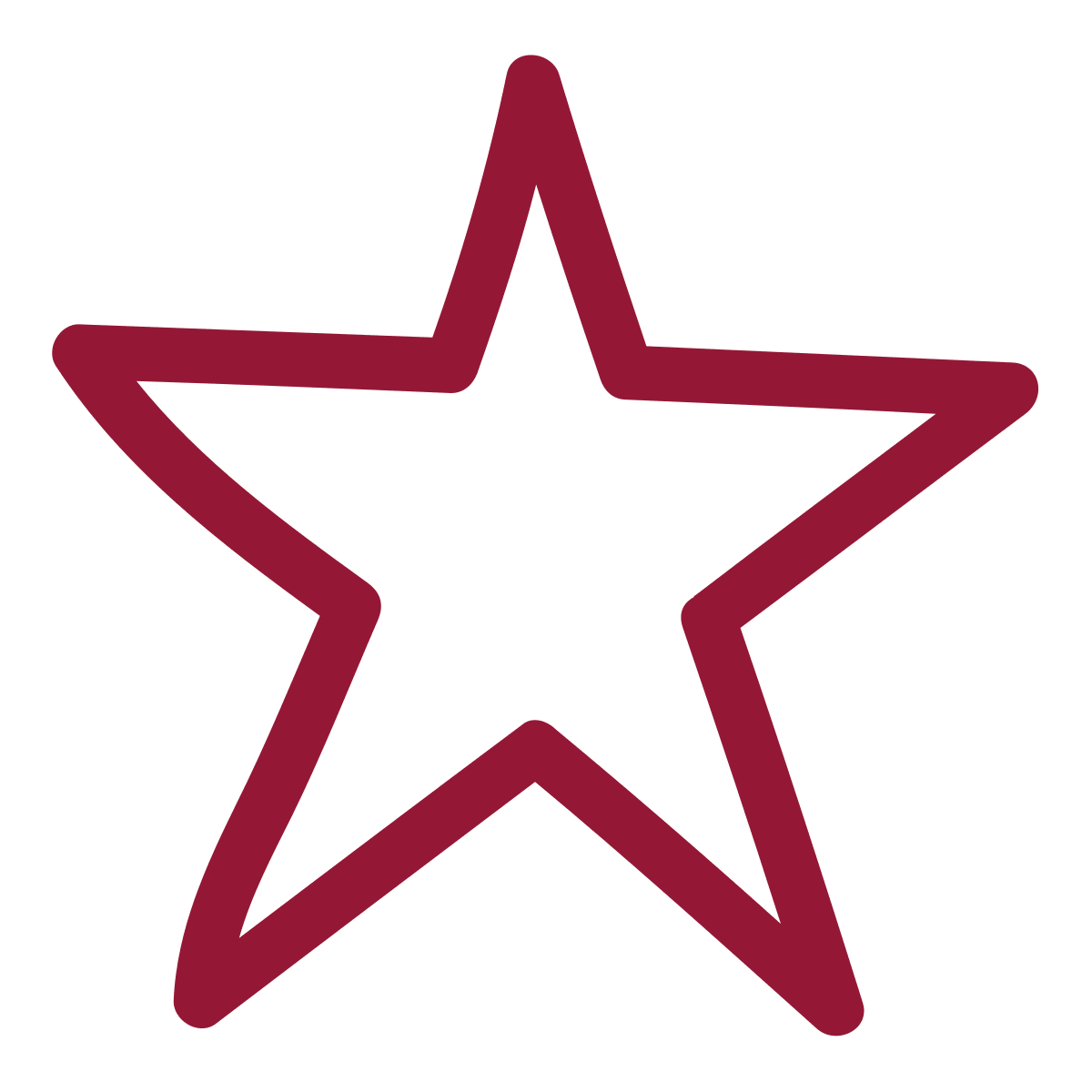 Maroon open star outline with no fill