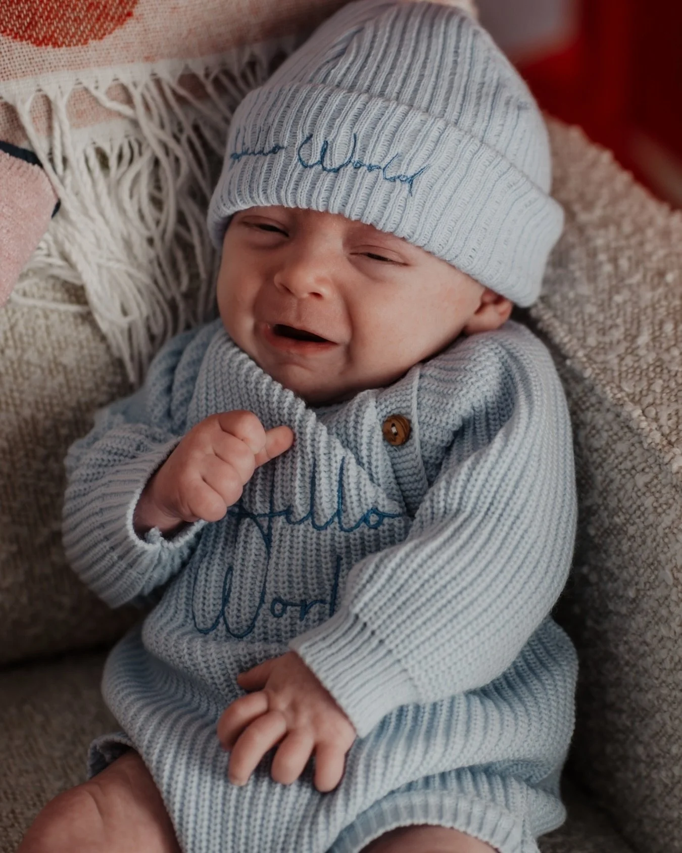 What if the baby cries?

Well&hellip; they probably will at some point.

That&rsquo;s completely normal.

At-home newborn sessions aren&rsquo;t timed around &ldquo;perfect behaviour.&rdquo; We allow for feeding breaks, cuddles, nappy changes and paus