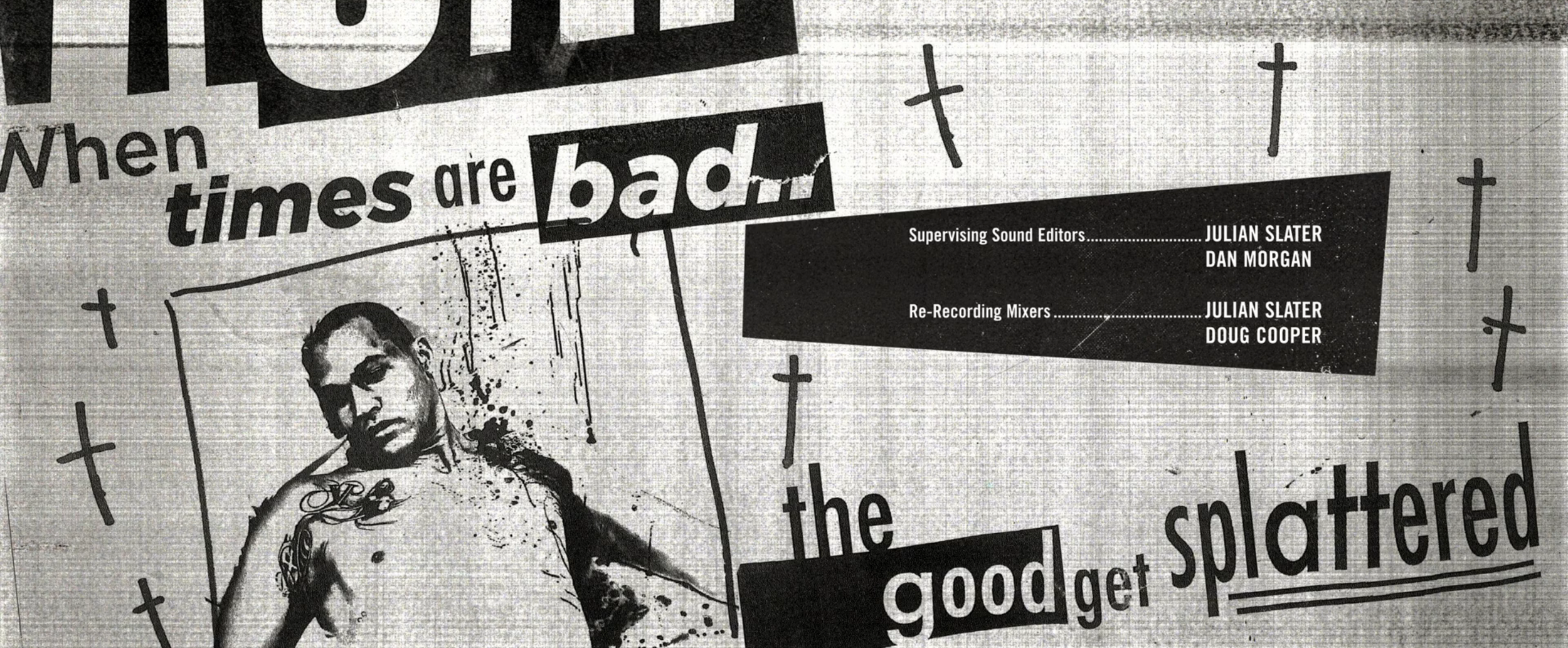 TRM Credits sequence composed of elements from in-universe zines and posters. 