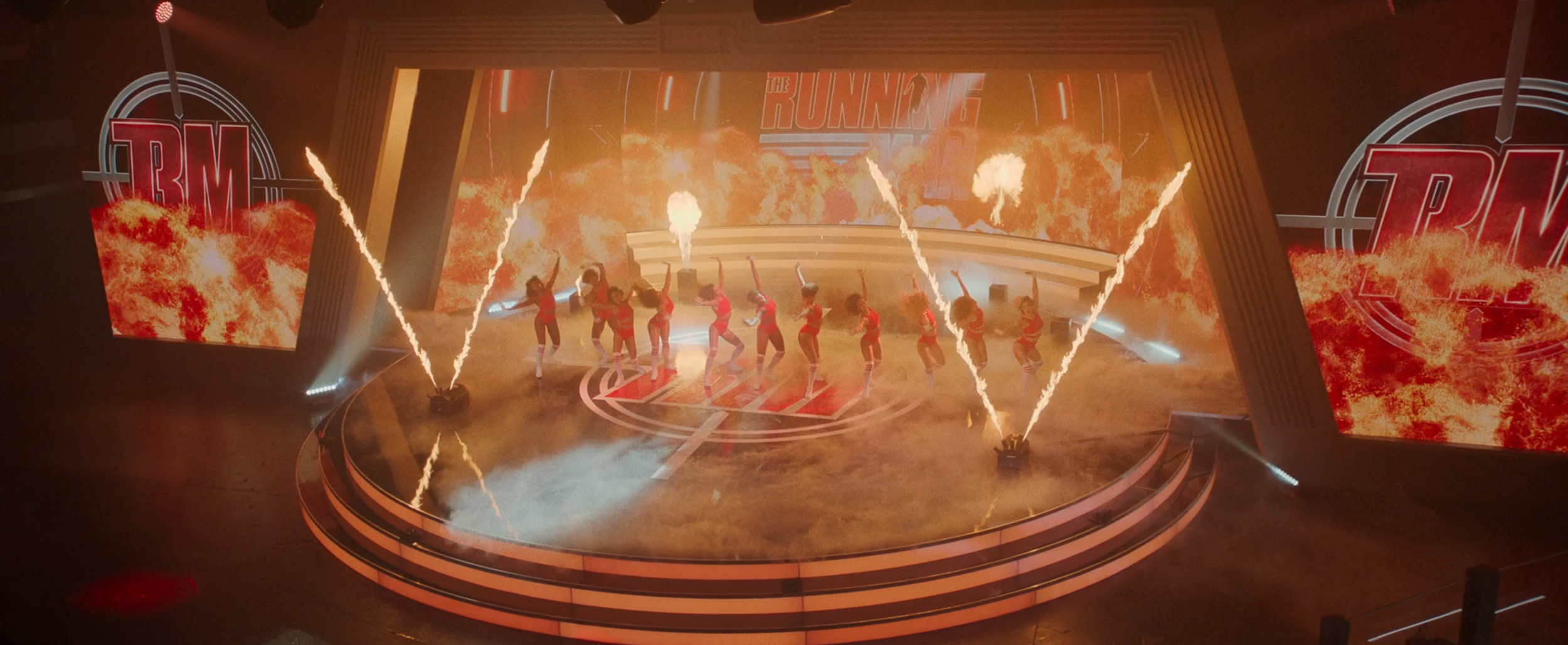 TRM shiny-floor gameshow set, including screen graphics (animated by 2fresh) and decorative vinyls. 