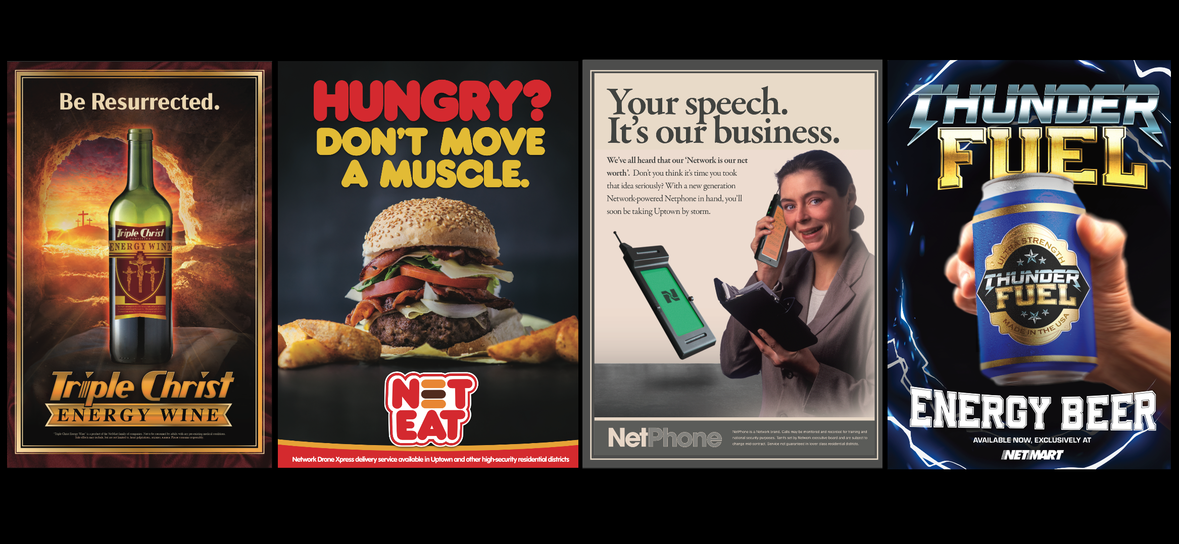 Near future USA satirical ads. 