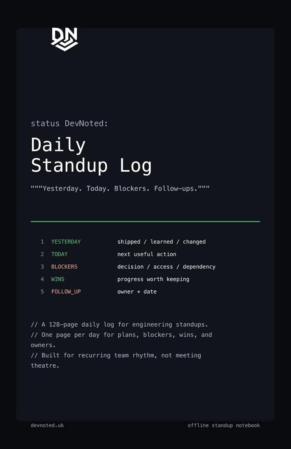 DevNoted: Daily Standup Log
