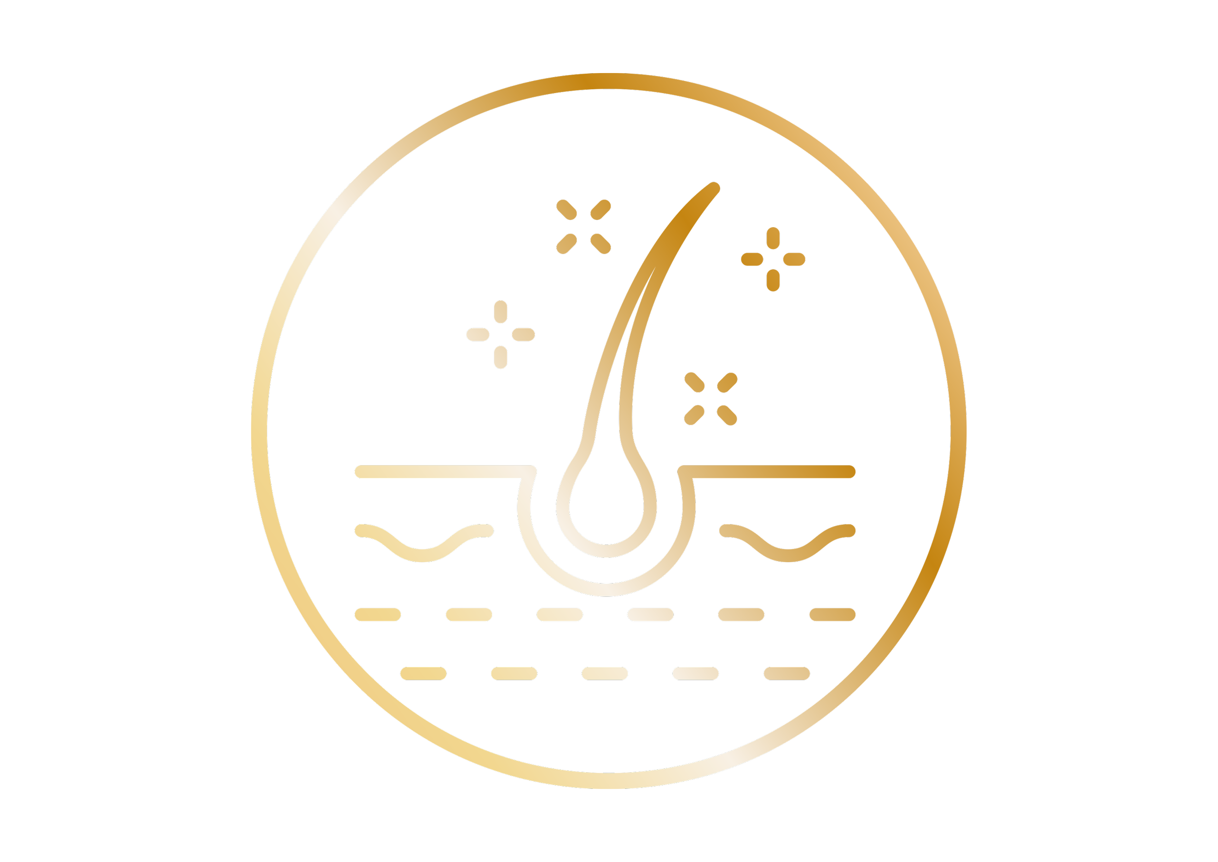 Gold-colored outline of a capsule-shaped pill with internal circuitry design on a black background.