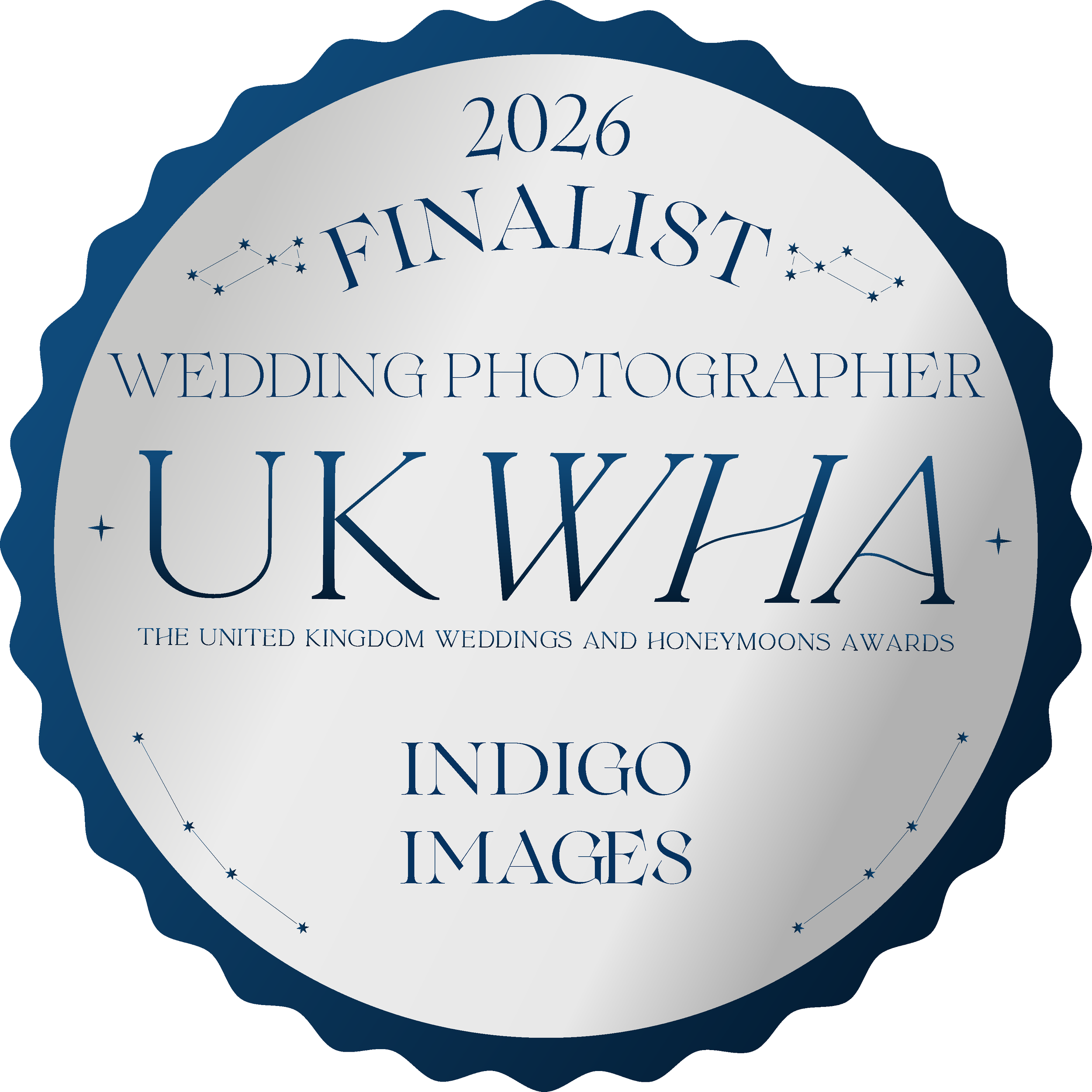 2026年WEDDING PHOTOGRAPHER UKWHAの最終候補のバッジ。