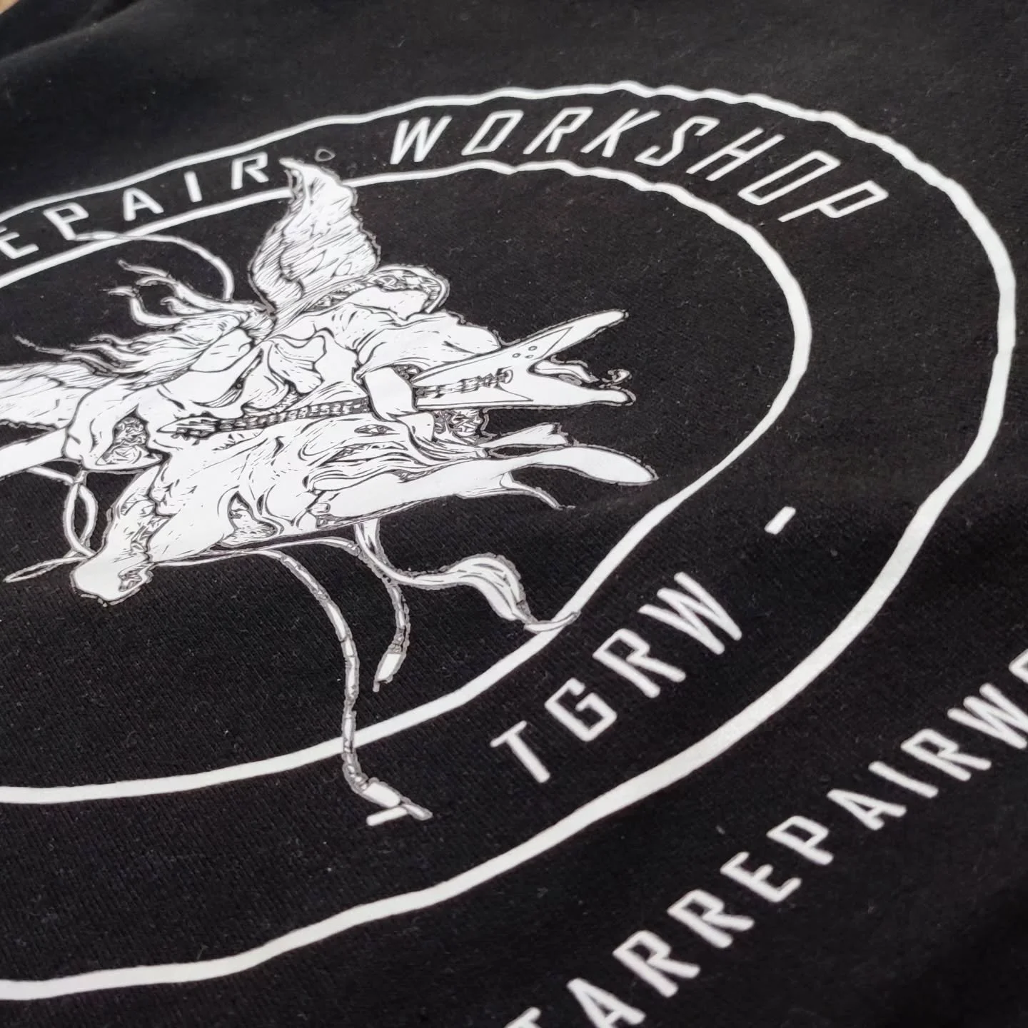 Staff Hoodies for @theguitarrepairworkshop 
#theguitarrepairworkshop #guitarrepair 
 #dtf #dtfprinting #customprinting #heatpress #customhoodies