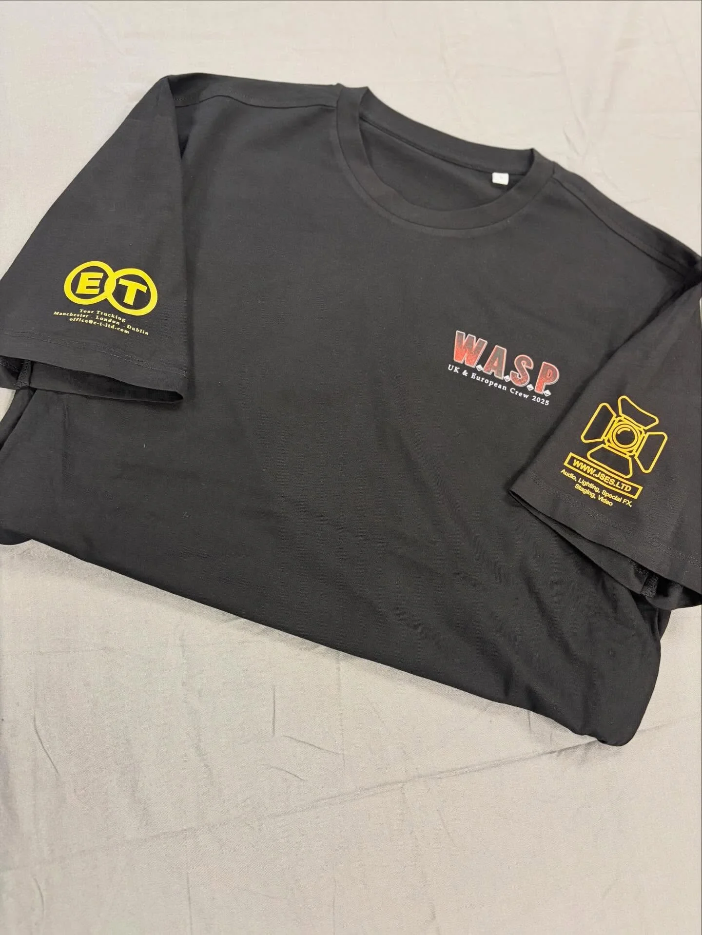 We had the pleasure of doing some crew shirts and hoodies for @waspnationofficial on their latest tour. They needed a top up order that we managed to complete the same day for them. Get in contact if you need any merch, uniforms or crew garments done