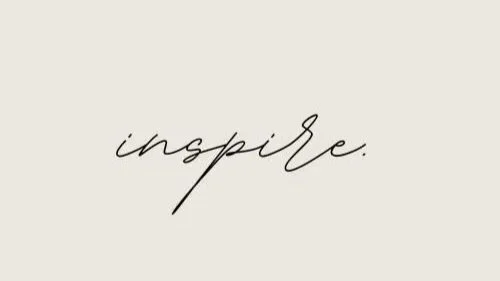 The word 'inspire' written in black cursive on a white background.